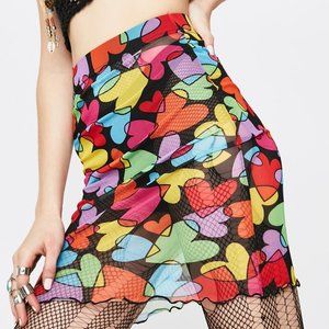 Dolls Kill Tara Khorzad Mesh Skirt Colorful Large